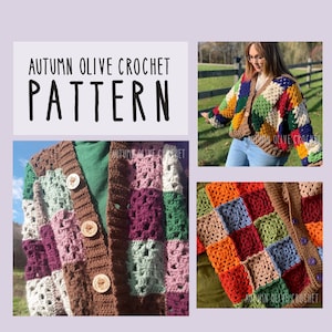 Crochet Pattern Garden Patchwork Cardigan variety pack granny square and fruit / vegetable patches, fun, versatile, classic, timeless image 2