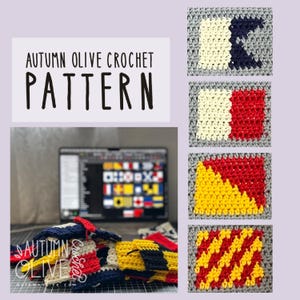 Crochet Graphics - Nautical Flags Decor Half Double Crochet Tapestry Colorwork Pattern