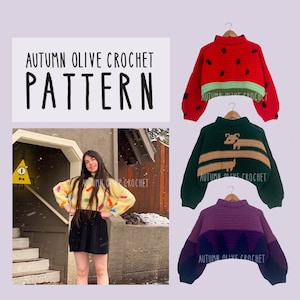 Crochet Pattern - Mabel's Sweater Collection, 20 in 1, size inclusive, simple, quick, beginner friendly, cartoon, cosplay, pine