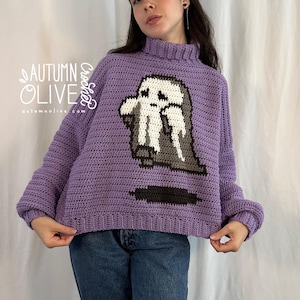 Jersey fantasma lila / Jersey de ganchillo hecho a mano, tallas XS-XL