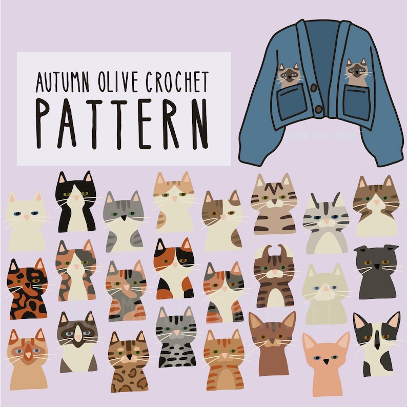 Crochet Pattern - Cats Out of the Bag Cardigan | 25 in 1 Domestic Cats ...