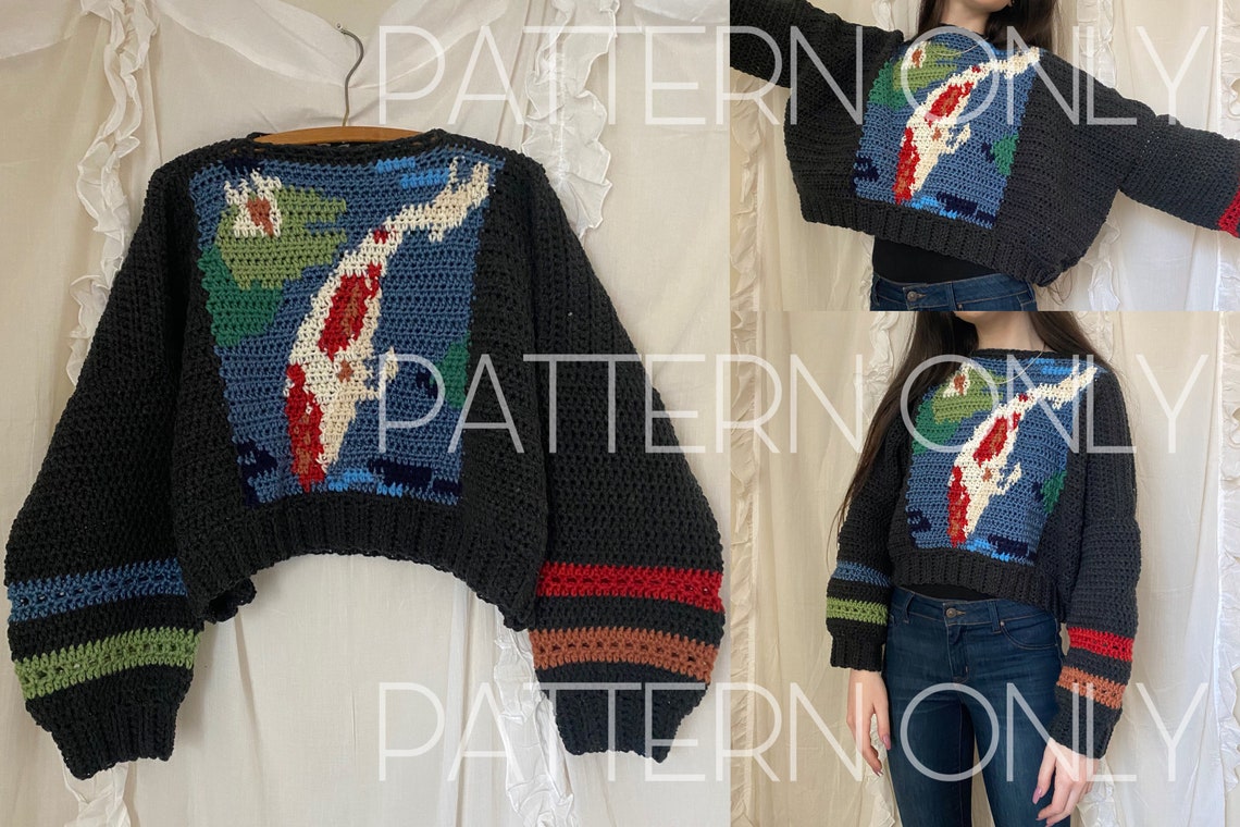Crochet Pattern Koi Pond Sweater Oversized Pullover - Etsy