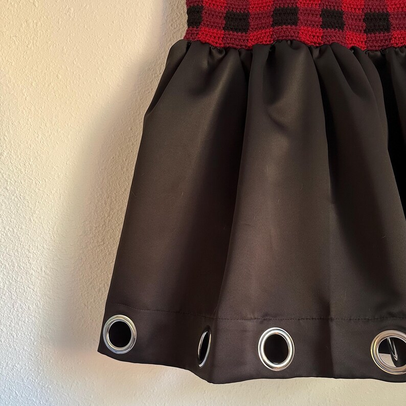 Buffalo Plaid Crochet Satin Curtain Babydoll Dress With Pockets Etsy