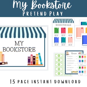 Bookstore Pretend Play Printable, Play Store, Toddler Preschool Activity, Homeschool Learning