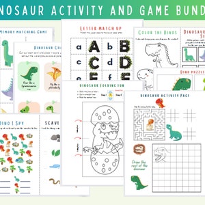 Dinosaur Game, Dinosaur Activity Bundle, Dinosaur Activities for Birthday Parties,  Dinosaur Games for Kids