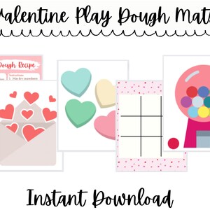Valentine Play Dough Mats, Toddler Preschool Activity, Homeschool Learning, Digital File
