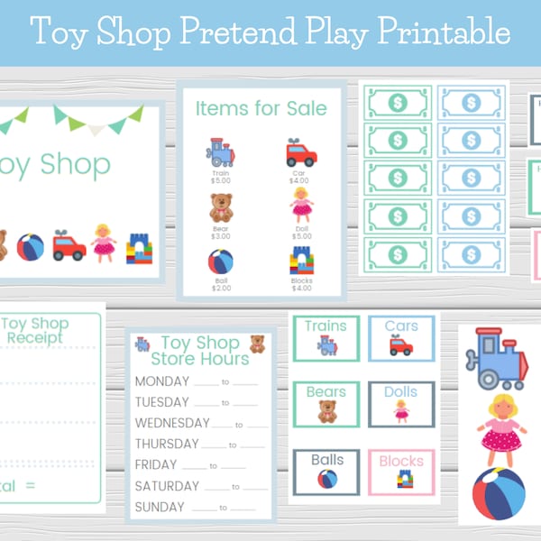 Toy Store Printable, Toddler Pretend Play, Digital Toy Store Activity Play Set