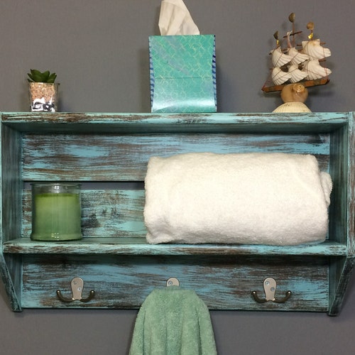 Nautical Bathroom Wall Shelf With Hooks Shelving - Nautical Bathroom Wall Shelf Nautical Bathroom Wall Shelf With Hooks Shelving - Nautical Bathroom Wall Shelf