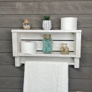 Bathroom Wood Wall Cabinet With Towel Bar Etsy