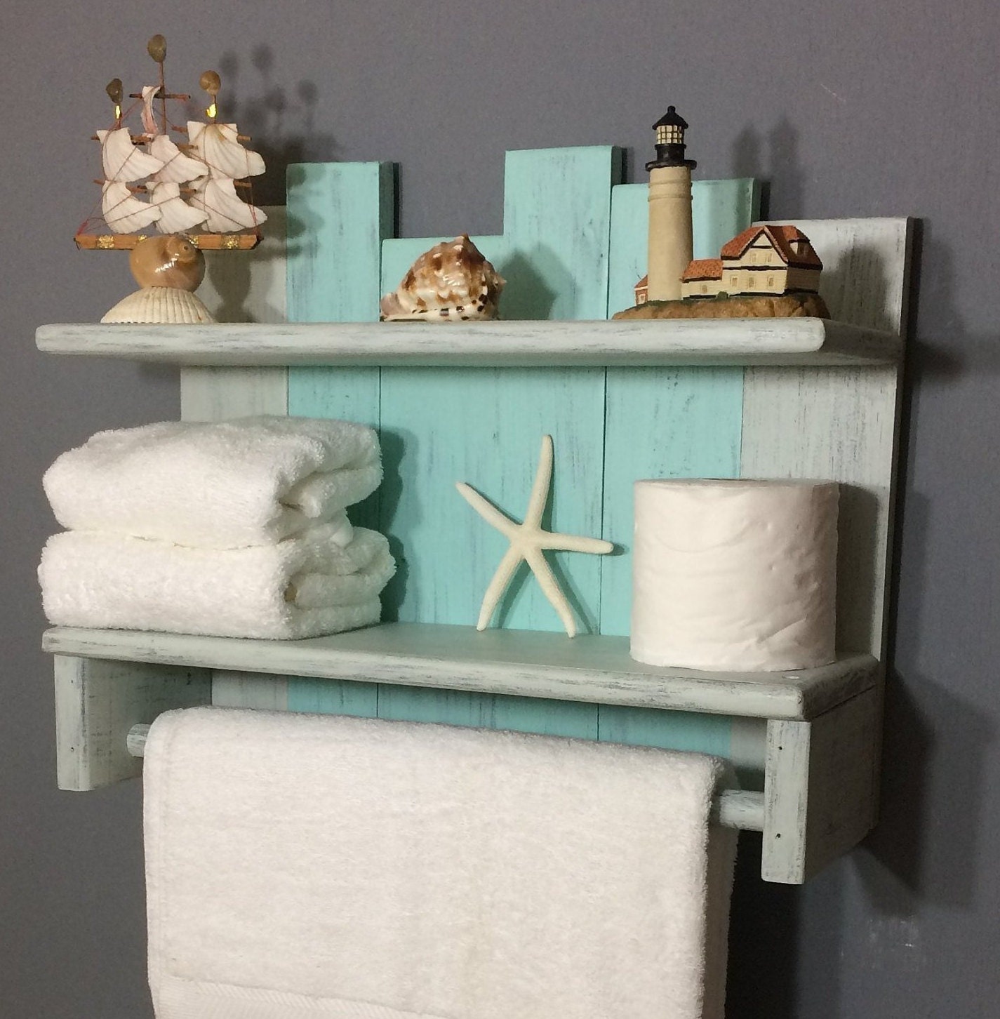 Hotaey Bathroom Wall Sticky Rack Shelf Strong Rack Light Blue