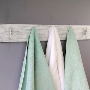 Coastal Towel Rack- 36 Inch Boat Cleat Towel Rack-Lake House Bathroom Decor-Wall Mounted Nautical Towel Rack-White Beach Rack