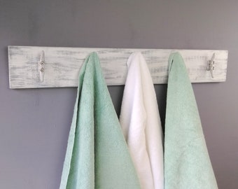 Coastal Towel Rack- 36 Inch Boat Cleat Towel Rack-Lake House Bathroom Decor-Wall Mounted Nautical Towel Rack-White Beach Rack