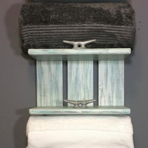Coastal Decor Open Shelves for Rolled Bath Towel Rack-4 Tier Shelf for Bathroom-Beach Bathroom Shelves-Nauitcal Decor Reclaimed Pine Shelf