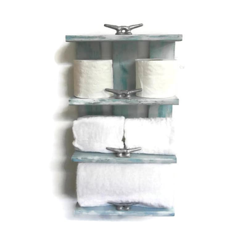 Coastal Decor Open Shelves for Rolled Bath Towel Rack4 Tier Etsy