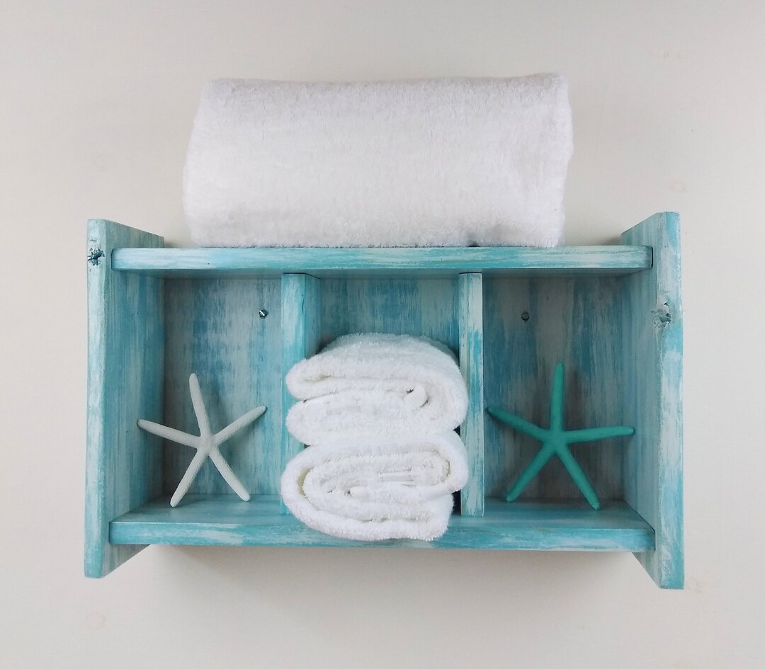 Handcrafted Beach Shelves–ocean Decor Bathroom Shelves Made From Reclaimed Wood–blue and White ...