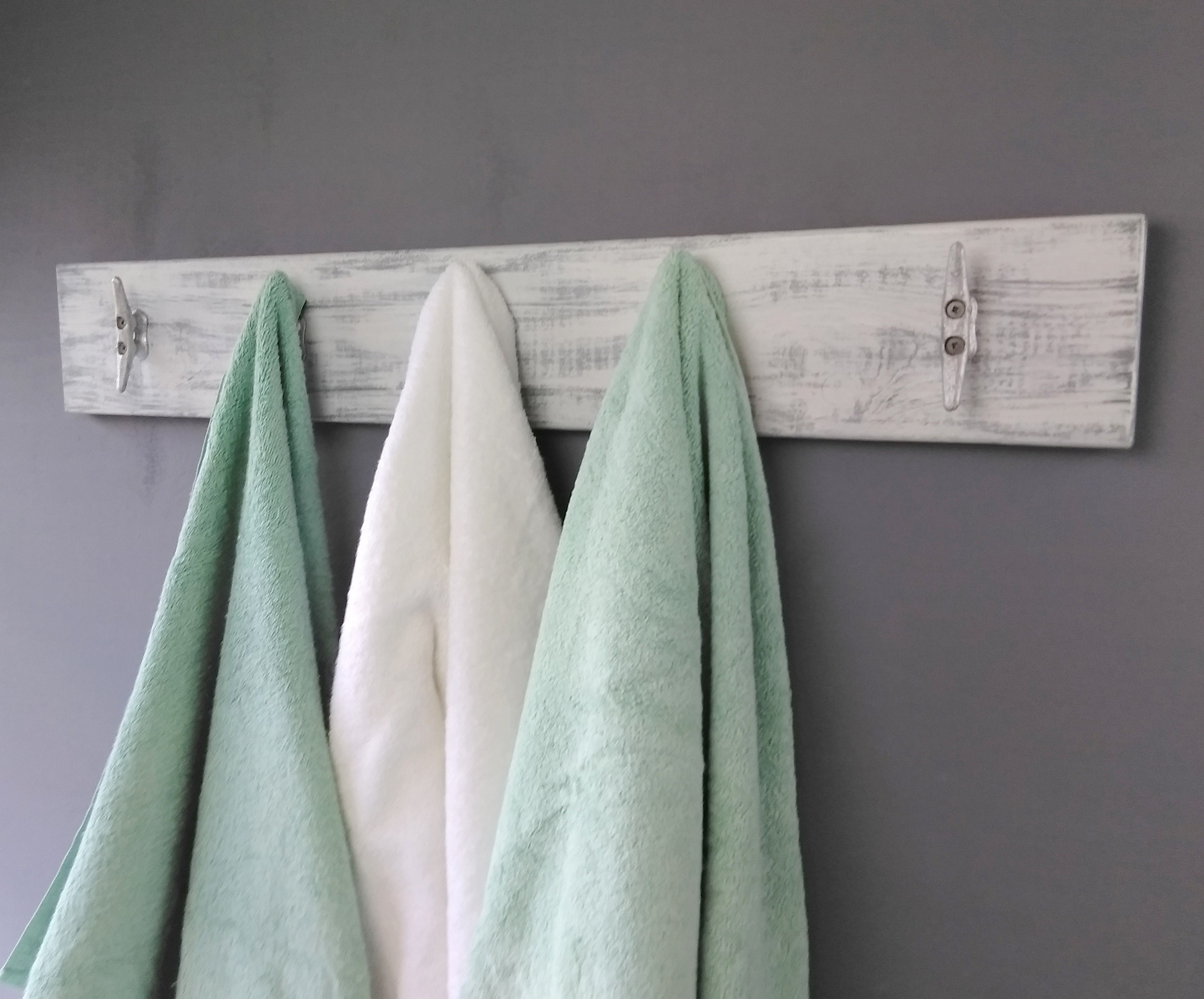 Coastal Towel Rack 36 Inch Boat Cleat Towel Racklake House Etsy