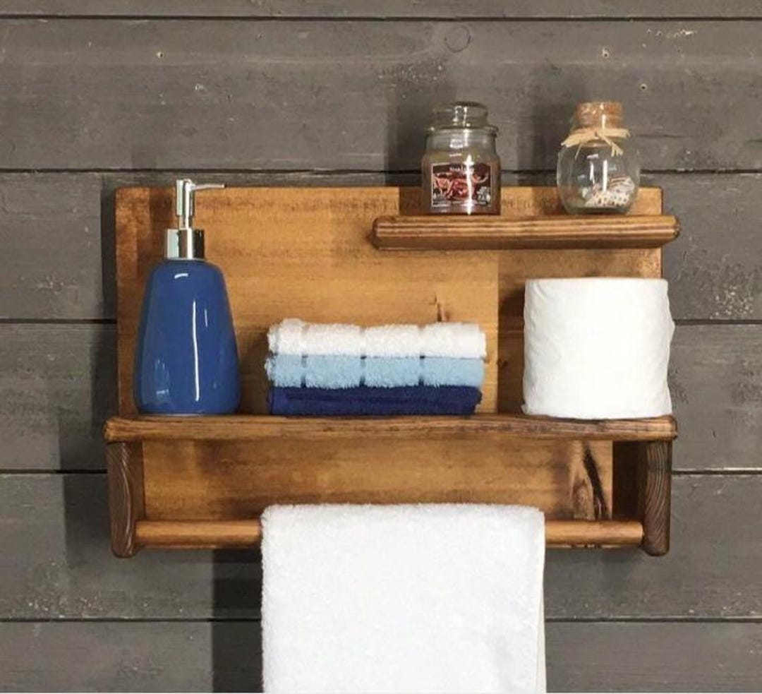 Bathroom Shelf Storage, Coastal Wall Shelf, Coastal Bathroom Shelf With ...