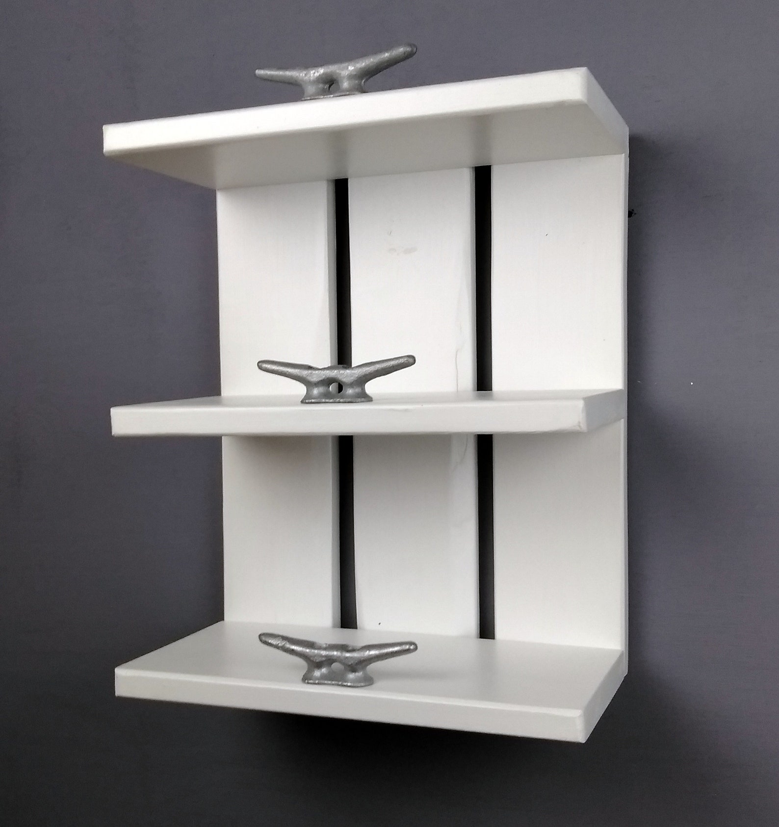 Solid White Open Shelving Unit Wood Shelves With Dock Cleats Etsy