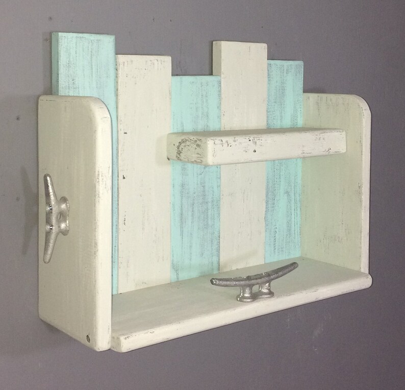 Beach Bathroom Shelf With Hooks Nautical Bathroom Wall Shelf Etsy