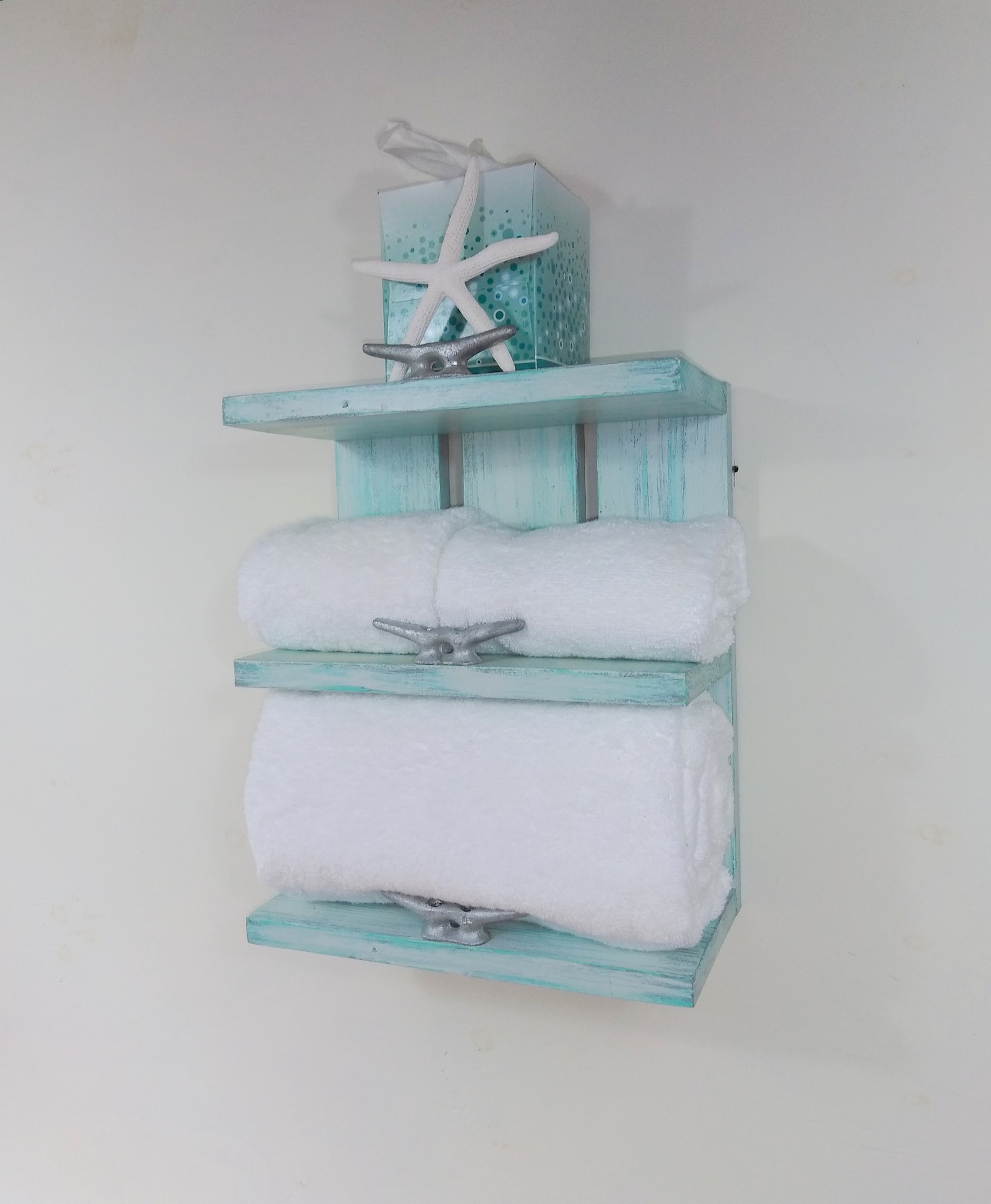 Handmade Nautical Bathroom Shelf: Aqua Coastal Decor - Etsy