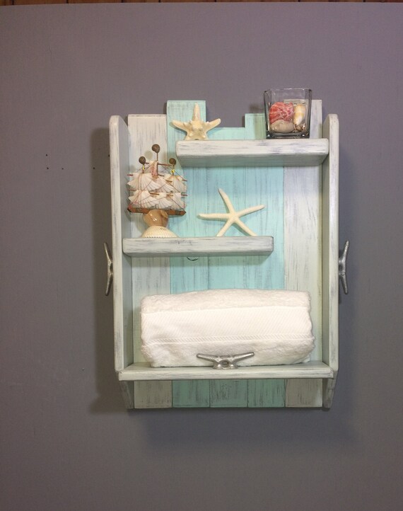 Coastal Shelf With Towel Hooks Bathroom Cleats 3 Image 0