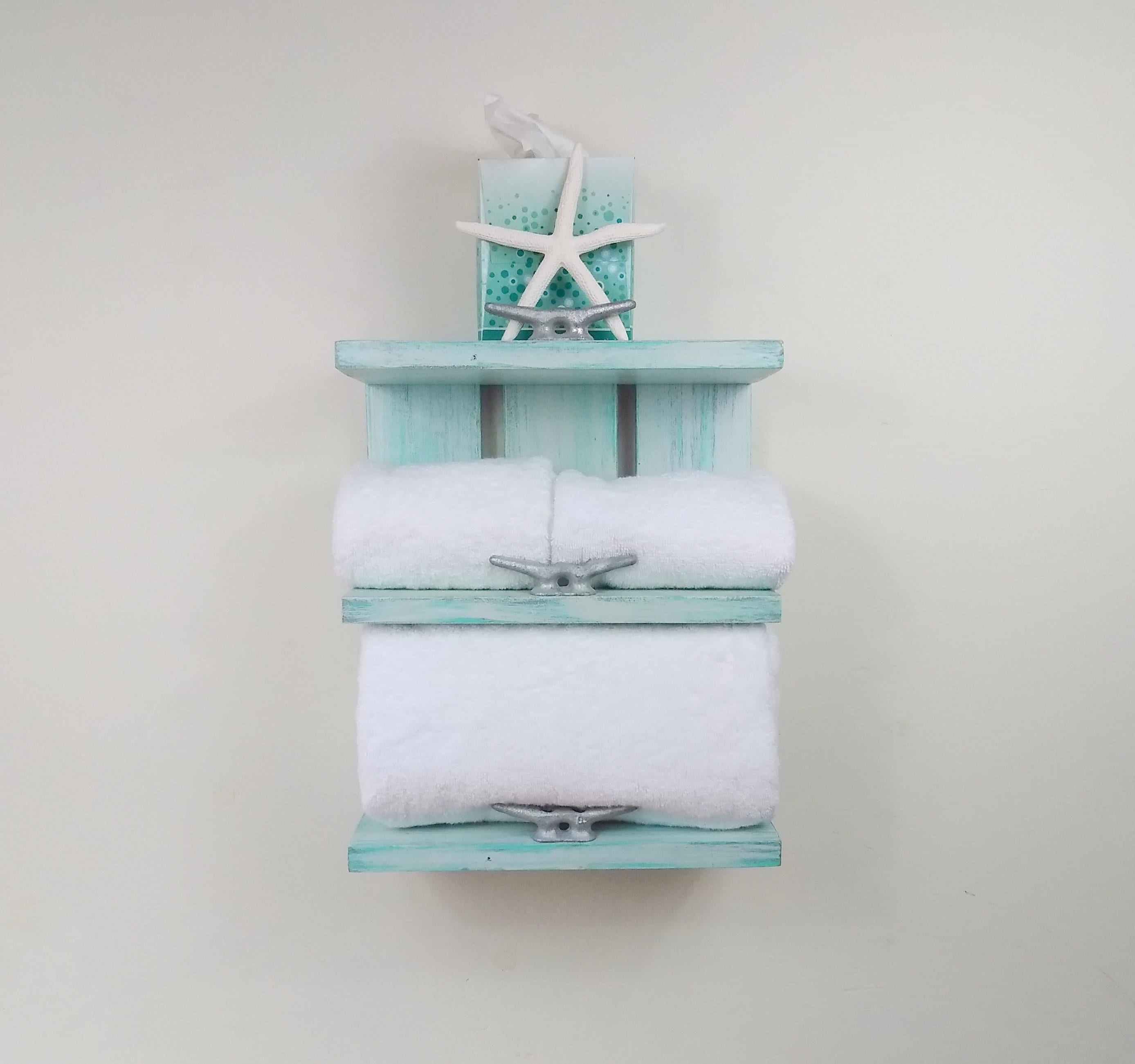Wooden Beach Wall Decorrolled Towel Rack With Boat Etsy