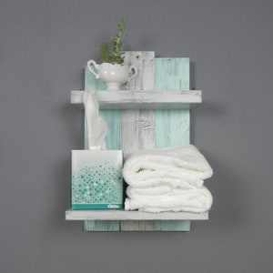 Reclaimed Wood Bathroom Shelf: Coastal Towel Holder