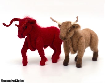 0031 Crochet Pattern - Realistic bull. Red flame bull and Highland bull. Cow. Pdf file by Alexandra Simba Etsy