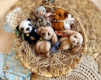 0063 Mini Crochet Pattern - 6 toys Panda, Bear, Cat, Mouse, Dog, Rabbit, Monkey mini animals - Pdf file by Julia Ogol Etsy
