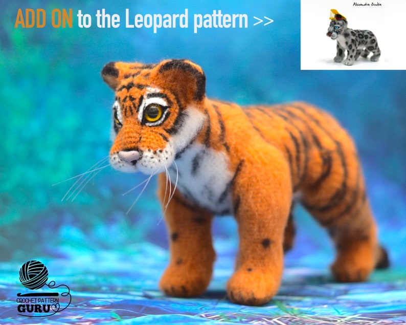 0044 Crochet Pattern Tiger Add on NOT A FULL PATTERN to 0029 Shanghai Leopard Wise Mao pattern Pdf file by Alexandra Simba Etsy image 1