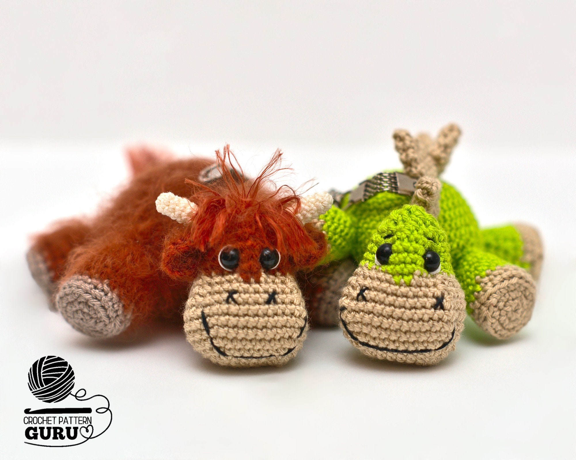 30 Dinosaur Crochet Patterns for Roaring Cute Amigurumi Projects 2 Little Bull or Dinosaur Crochet Key Ring Pattern