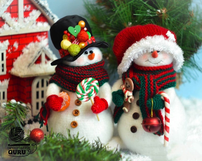 Pdf file by Julia Ogol Etsy 0035 Crochet Pattern Snowman with different hats