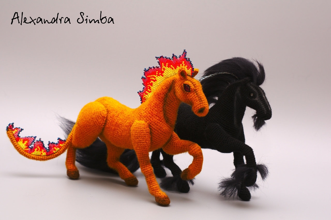 30 Beaded Crochet Patterns to Add Sparkle, Texture, and Giftable Charm 16 Horse of Day and Night Beaded Crochet Pattern