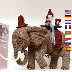 0001 Elephant Crochet Pattern - Elephant - Step-by-step Crochet tutorial PDF file to make Elephant and the Houses by Alexandra Simba Etsy