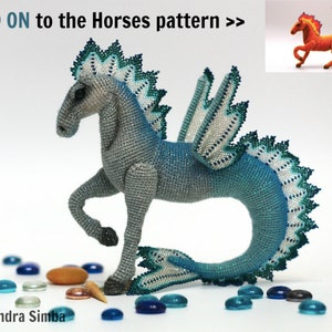 0025 Sjöhäst Virkmönster - Hippocampus sjöhästen - Tillägg till 0024 Dagens och nattens hästar mönster - Pdf av Alexandra Simba Etsy