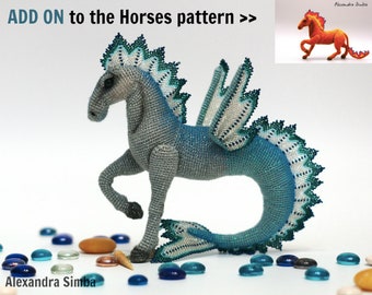 0025 Crochet Pattern - Hippocampus the sea horse - Add on to 0024 Horses of Day and Night pattern -  Pdf file by Alexandra Simba Etsy