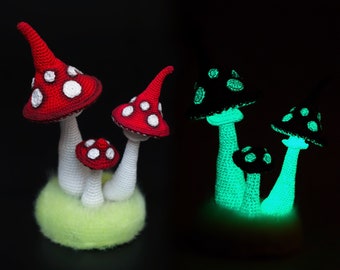 0061 Crochet Pattern - Fly Agaric amanita muscaria mushroom home decor glow in the dark fluorescent  - Pdf file by Alexandra Simba Etsy