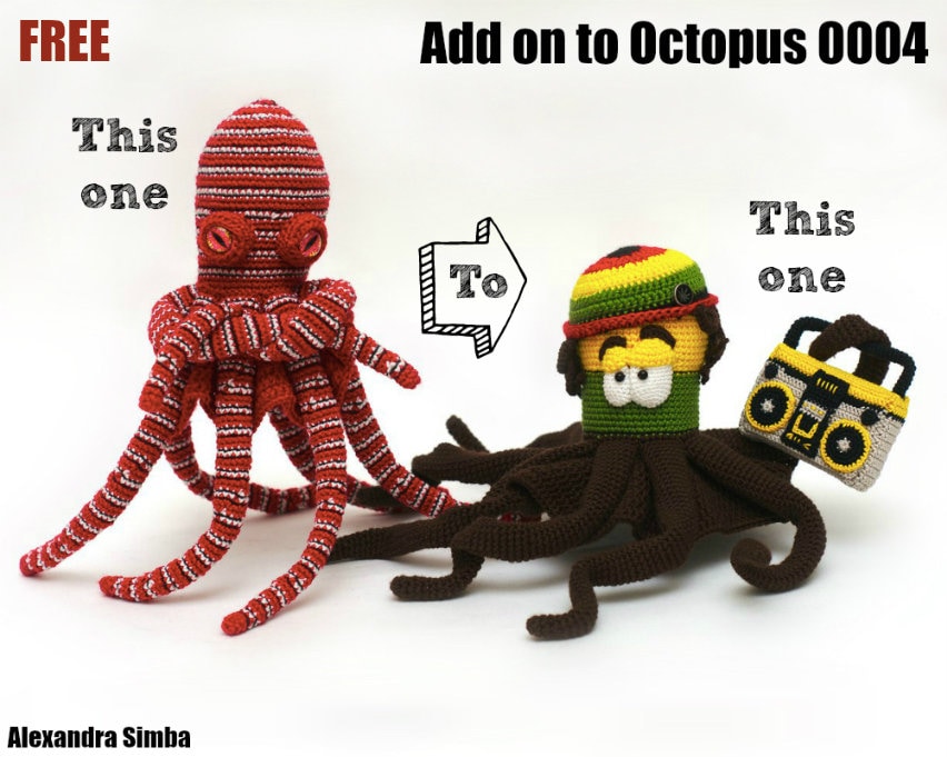 30 Octopus Crochet Patterns for Amigurumi, Plushies, Keychains, and Statement Makes 10 Octopus Pattern Add-On: Bumbox to Rasta Octopus