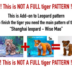 0044 Crochet Pattern Tiger Add on NOT A FULL PATTERN to 0029 Shanghai Leopard Wise Mao pattern Pdf file by Alexandra Simba Etsy image 3