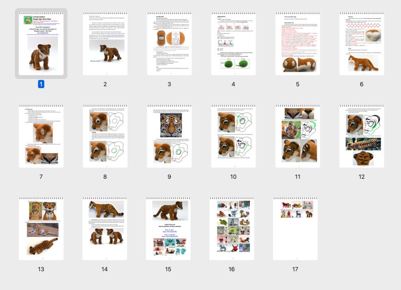 0044 Crochet Pattern Tiger Add on NOT A FULL PATTERN to 0029 Shanghai Leopard Wise Mao pattern Pdf file by Alexandra Simba Etsy image 4