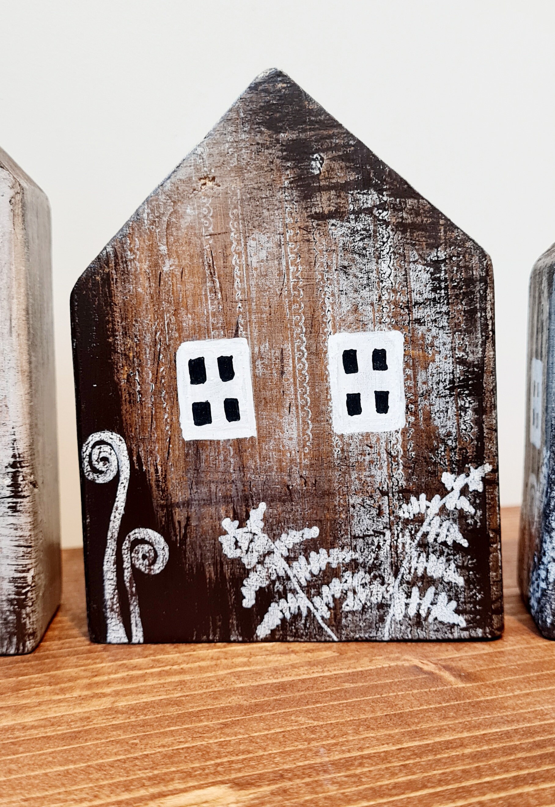 Beautiful Hand Painted Little Wooden Houses set of 3 Etsy