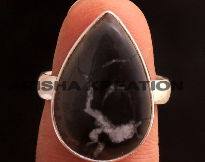 ar6587 Black Septerian Jasper Pear Shape Gemstone Ring For Valentine/'s Day 925 Sterling Silver Handmade Designer Ring Jewelry Us Size 6