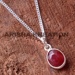 925 Silver Necklace, Kashmir Ruby Necklace, Chain Necklace, Handmade Necklace, Women Necklace