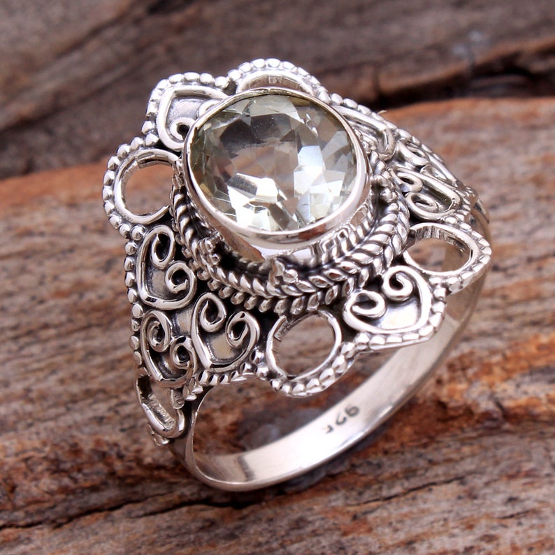 Green Amethyst Oval Gemstone Delicate Ring 925 Sterling Silver Jewelry Handmade Designer Ring Size US 9 ar4116