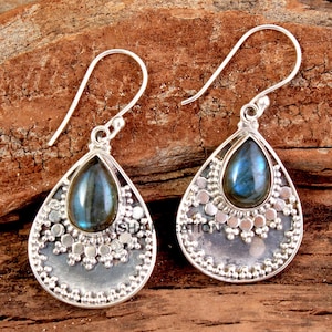 Silver Earring, Labradorite Earring, Gemstone Earring, 925 Sterling Silver, Handmade Jewelry, Multi Stone Variation