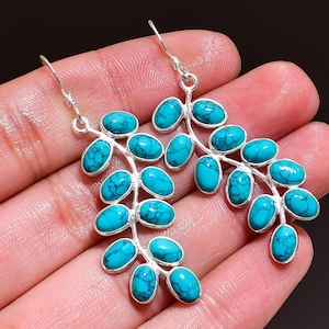 Handmade Sterling Silver Turquoise Garnet Earrings, Women's Jewelry