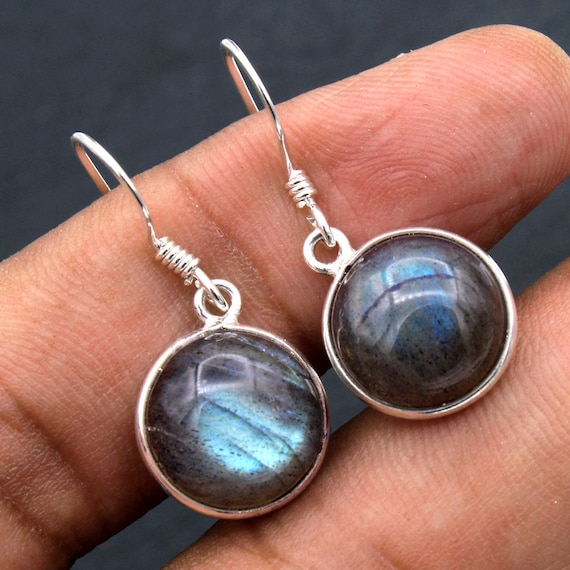 Labradorite Earrings, Labradorite Silver Earrings Made In