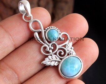 Colgante de larimar natural, elegante joyería para mujer, regalo para ella.