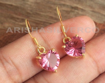 Women Jewelry, Morganite, Pink Topaz Earring, 925 Sterling Silver, Handmade Jewelry, Dangle Earring, Gold Plated Earring