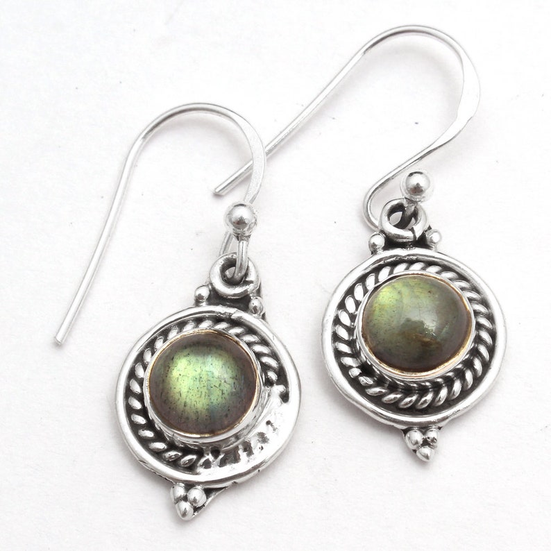 Spectrolite Labradorite Round Gemstone Dangle Earring 925 Sterling Silver Handmade Designer Drop /& Dangle Earrings Length 1.1 ae4010